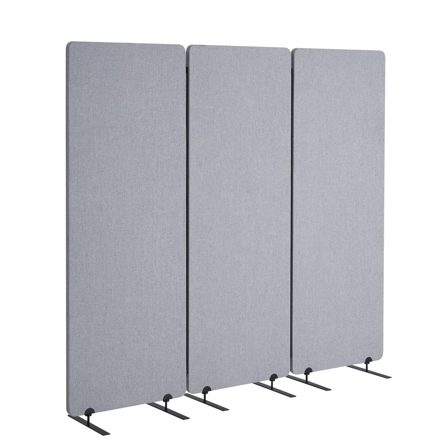 VEVOR 2FT Room Divider, 3 Panel PET Polyester Soundproof Room Screen, Folding Privacy Divider Portable Partition Divider for Room Separation, Freestanding Room Partitions for Office Study, Grey