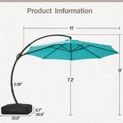 LAUSAINT HOME Outdoor Patio Umbrella with Base, 12 FT Deluxe Curvy Cantilever Umbrella Heavy Duty Offset Hanging Umbrella with 360° Rotation for Market, Pool, Garden, Backyard, Deck (Turquoise Blue)