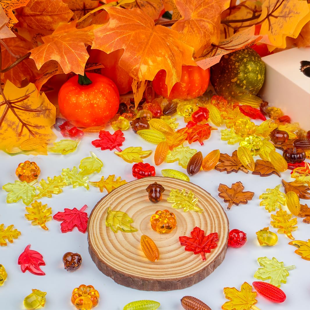 Prehalpty 260PCS Thanksgiving Vase Filler – Acorns, Pumpkins, Corn, and Fall Leaves, Mini Fall Decor for Fall Thanksgiving Centerpieces, Bowl Fillers, Crafts, and Table Decor
