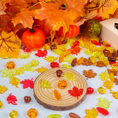 Prehalpty 260PCS Thanksgiving Vase Filler – Acorns, Pumpkins, Corn, and Fall Leaves, Mini Fall Decor for Fall Thanksgiving Centerpieces, Bowl Fillers, Crafts, and Table Decor