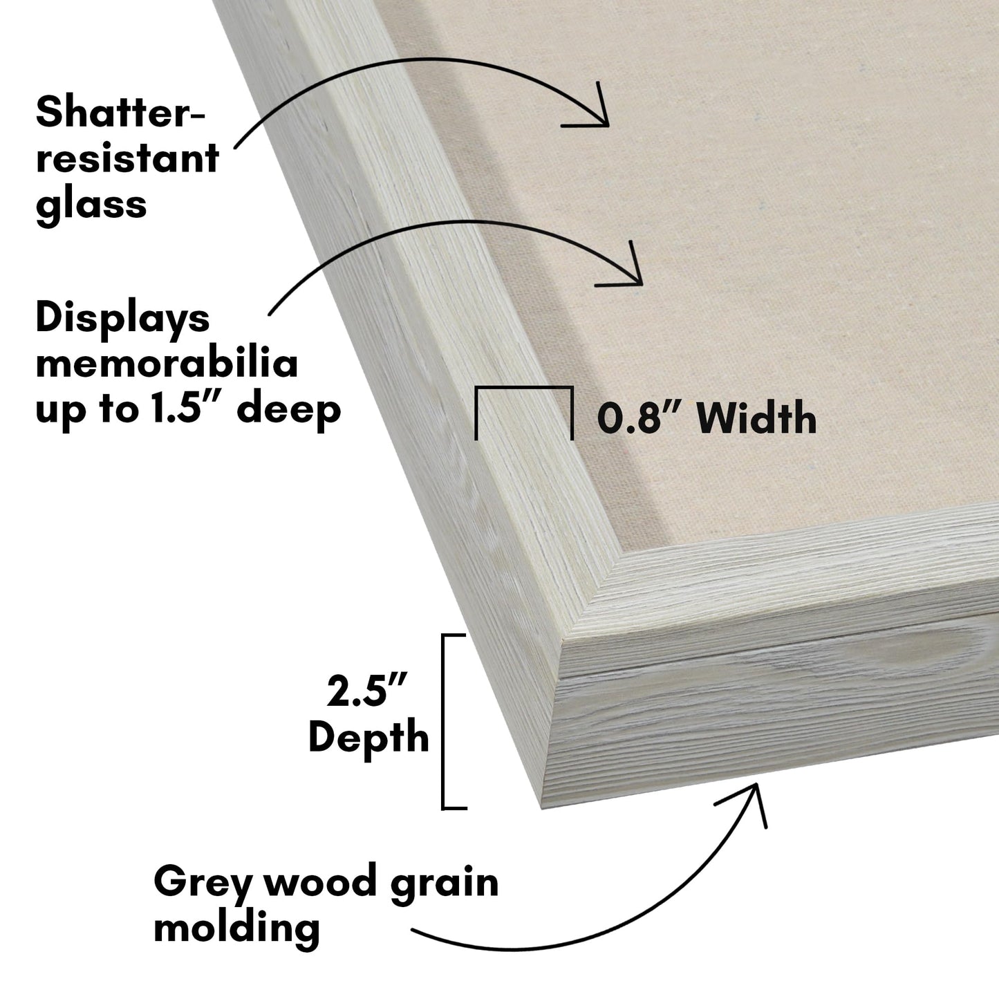 Americanflat Front Opening 11x14 Shadow Box Frame with Shatter-Resistant Glass - Silhouette Collection - Shadow Box Display Case for Tabletop and Wall Display - Grey Wood