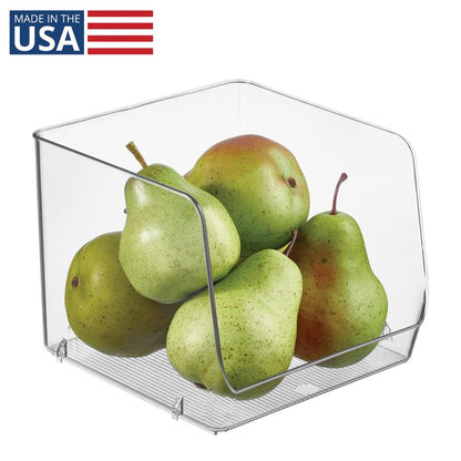 iDesign Open-Front Storage Bin - All-Purpose Bin for Kitchen, Bathroom, or Office - Clear - Made in USA