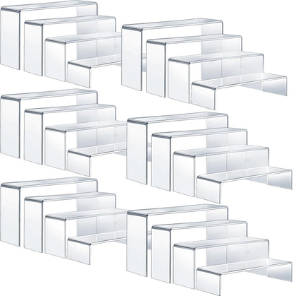 Sintuff 24 Pcs 6 Set Acrylic Display Risers, Clear Acrylic Shelves for Table Decoration, Party Showcase Organizer