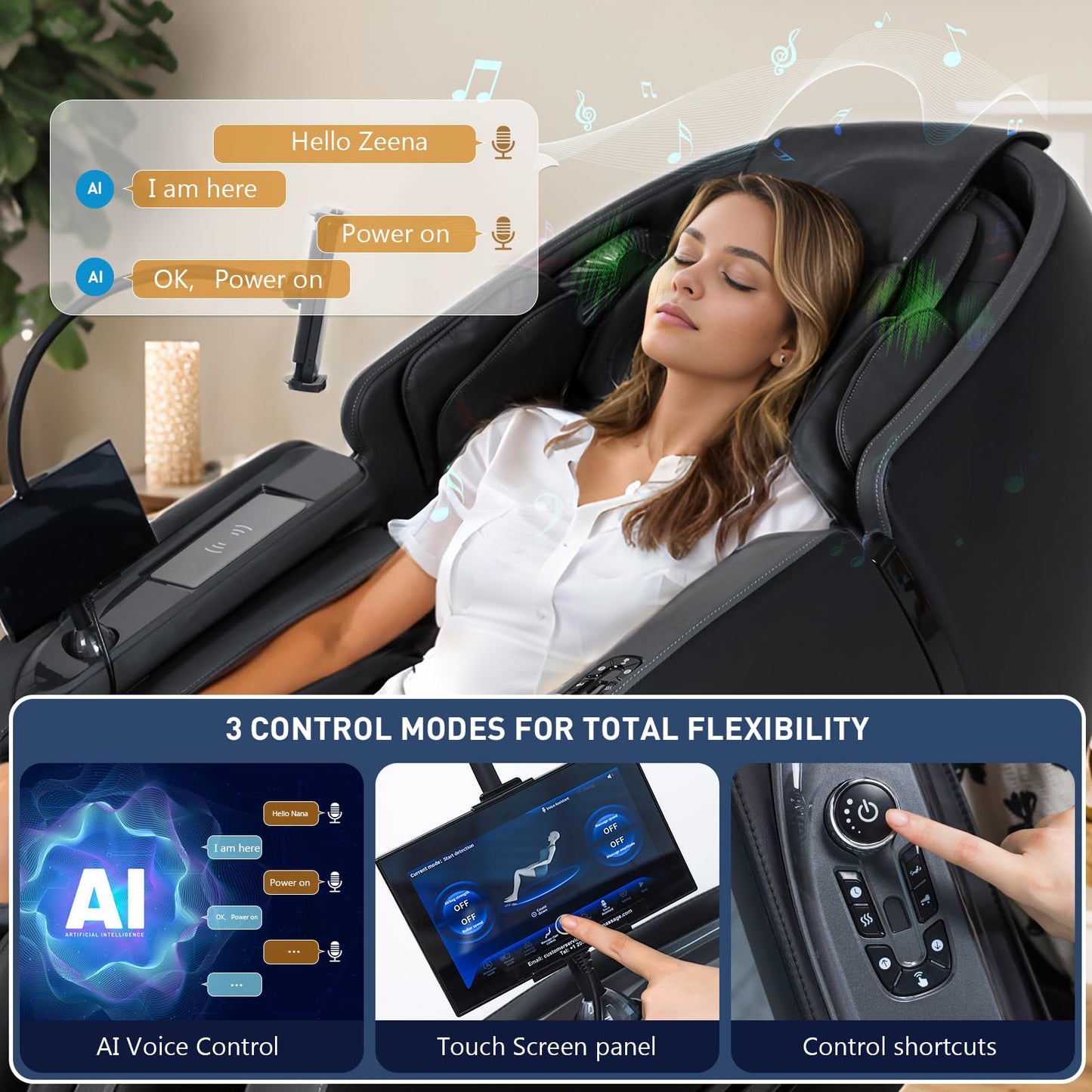 Notired Massage Chair Full Body, 2026 Zero Gravity SL-Track Shiatsu Massage Chair Recliner with 12 Auto Modes, Thai Yoga Stretch, Foot Rollers, Heated Waist & Calf, AI Control & Body Scan, L183 Black