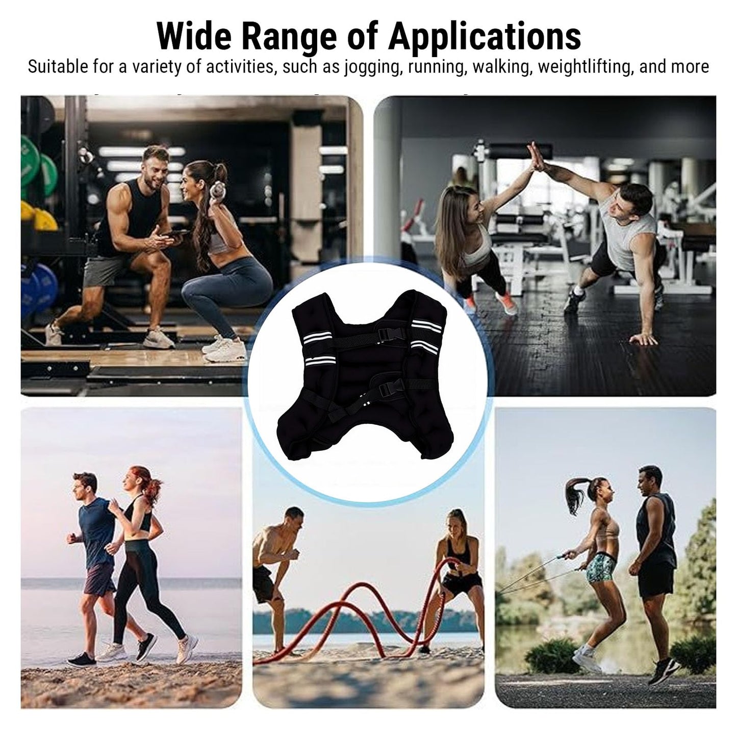 Luocute Weighted Vest, Adjustable Neoprene Body Weight Vest with Reflective Stripe for Men Women Strength Training Running Workout Jogging (5KG)