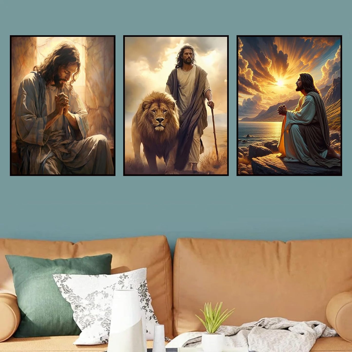 3 Pack Diamond Art Kits for Adults, Jesus Diamond Painting Kits for Adults, 5D DIY Round Drill Gem Art Paint with Diamonds Dots Crafts Kits for Home Decor Gift 12x16inch (Religion Christ)