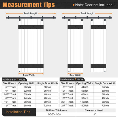 Easelife 16FT Exterior Sliding Barn Door Hardware Kit, Box Rail Track, 450lb Capacity, Black Weather-Resistant Steel, Wall Mount System for Outdoor Use, Fit Double 48in Door