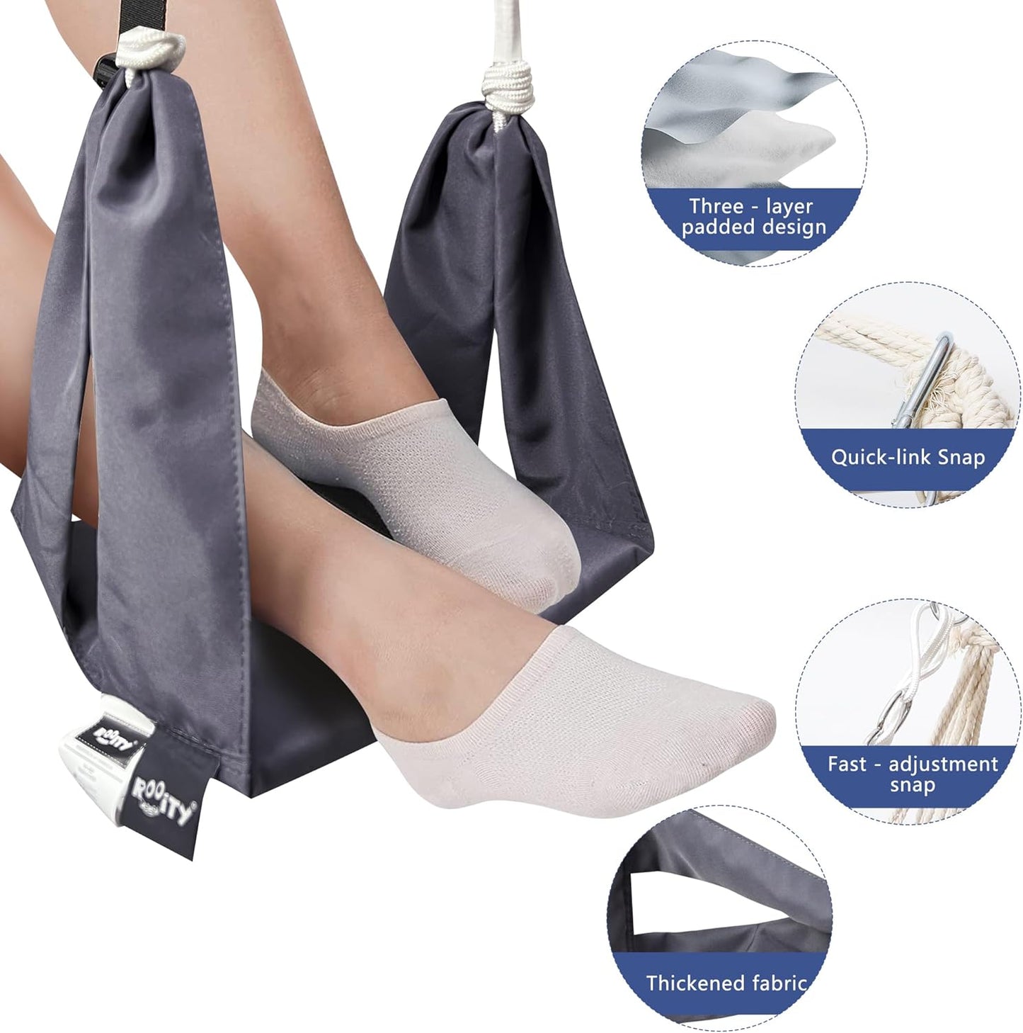 Hammock Universal Chair Footrest - Adjustable Length & One-Size-Fits-Most;Quick-Clip Attachment for Hanging Chairs