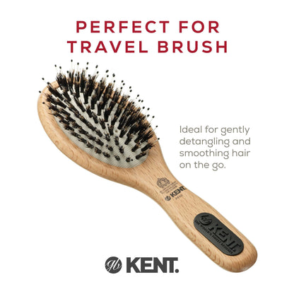 Kent PF01 Large Cushion Detangler Brush, Boar Bristle and Non-Scratch Nylon Mix Hairbrush for Straightening Smoothing. Oval Wood Paddle Detangling Hair Brush for Medium to Long Hair, Made in England