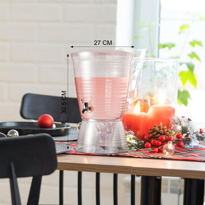 Tioncy 1 Pc Acrylic Beverage Dispenser with Spigot 2.7 Gallon/ 10 l Clear Drink Water Dispenser Countertop with Detachable Base Iced Juice Container Unbreakable for Wedding Party