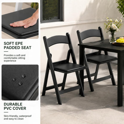 POWERSTONE Folding Chairs 8 Pack, Foldable Chair with Padded Seat, 330Lbs Capacity Lightweight Seat for Indoor Outdoor Office, Wedding, Party, Picnic, Events, Black Resin