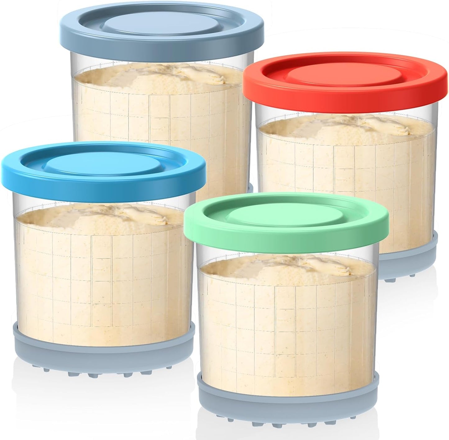 4 Pack, 16oz NC301 NC300 NC299AMZ NC290 Omnikit Containers Replacement for Ninja Creami Pints and Lids - Cups