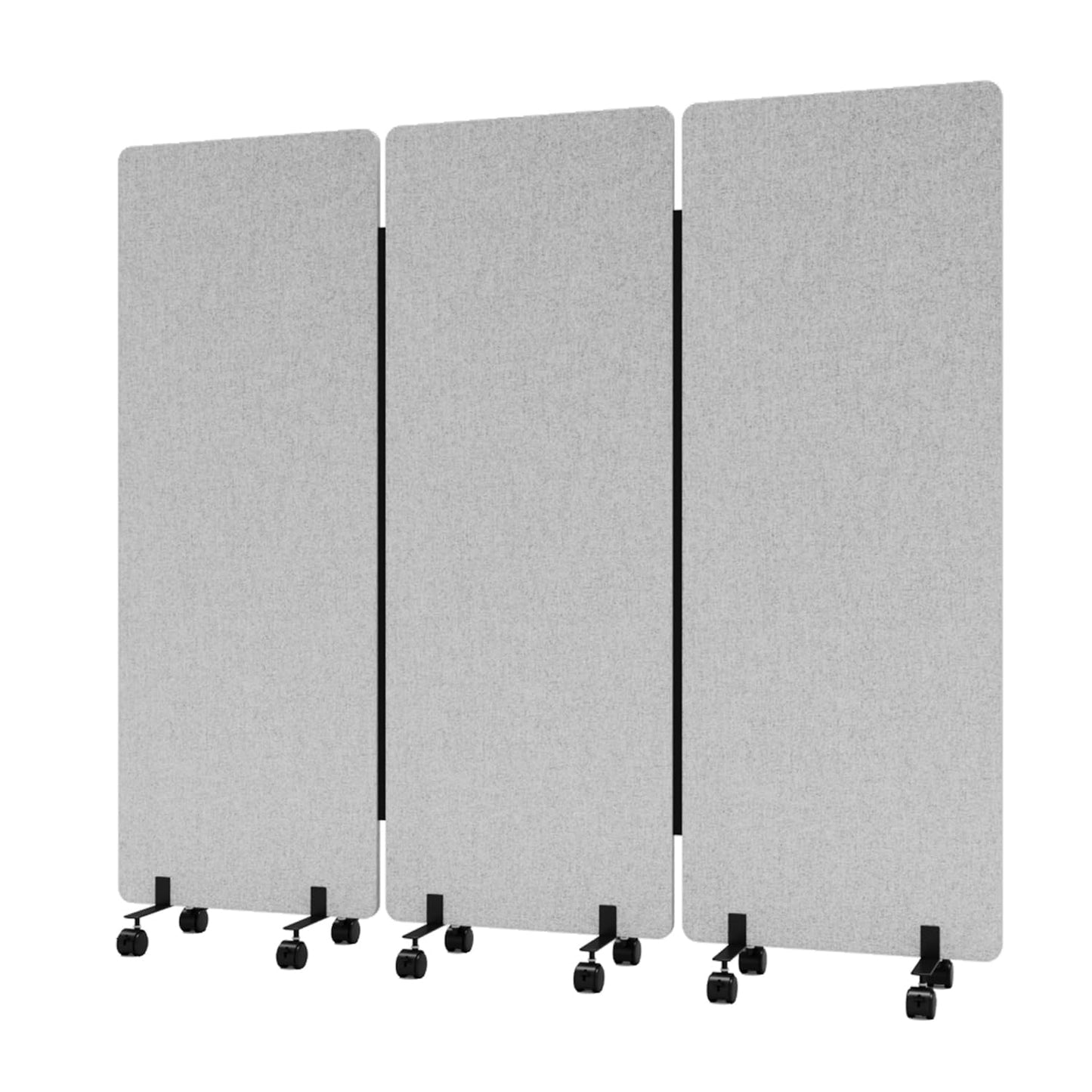 Soundproof Room Divider with Wheels, 66in Office Dividers for Sound Proofing & Reducing, 3 Panel Sound Proof Dividers for Office Partitions Portable Temporary Wall Acoustic Wall Divider，Light Grey