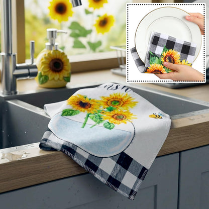 Mindsoft 36 Pcs Spring Sunflower Reusable Paper Towels Rolls Sunshine Washable Bulk Spring Kitchen Towels Paperless Reusable Cloth Cotton Napkins with Cardboard for Kitchen Bathroom Home Decor