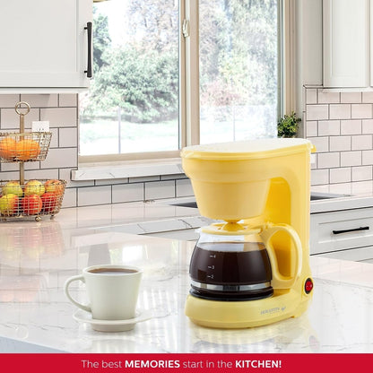 Holstein Housewares 5 Cup Drip Coffee Maker, User Friendly with Permanent Filter, Yellow