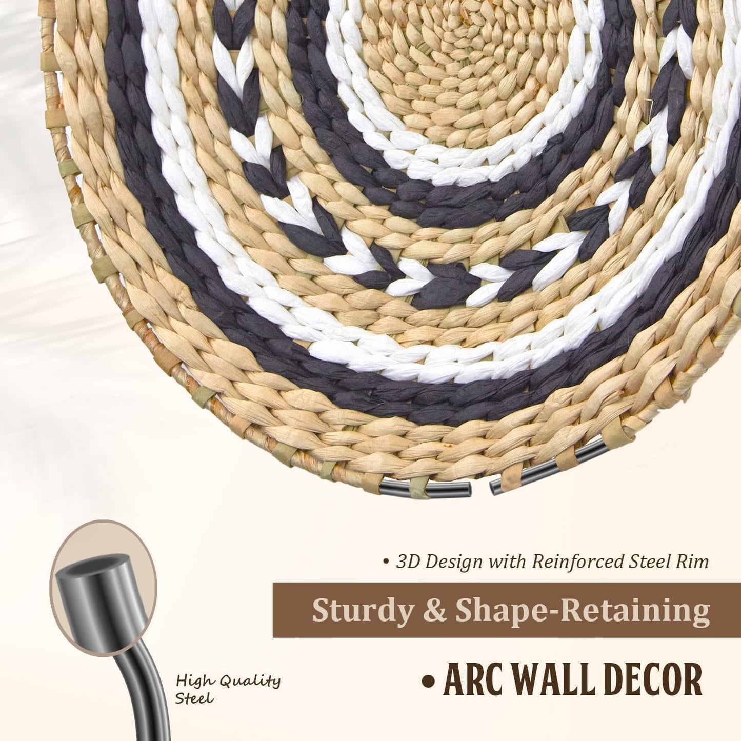 10 Pack Boho Wall Decor, 15 Inch Wall Basket Decor Round Handmade Hanging, Rattan Woven Round Wall Art for Living Room, Rustic Flat Elegant, Farmhouse, Bedrooms, Table Settings, Kitchen, Home