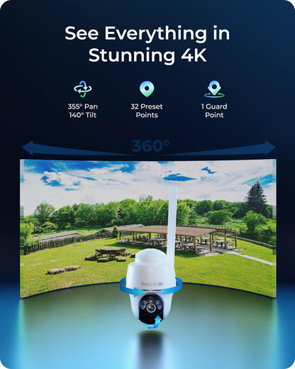 REOLINK 4K LTE Cellular Security Camera Wireless Outdoor, No WiFi, 3G/4G LTE, Solar Powered, SIM Card+32GB SD Card Included, Color Night Vision, Local/Cloud Storage, Go PT Ultra+SP, Updated Version