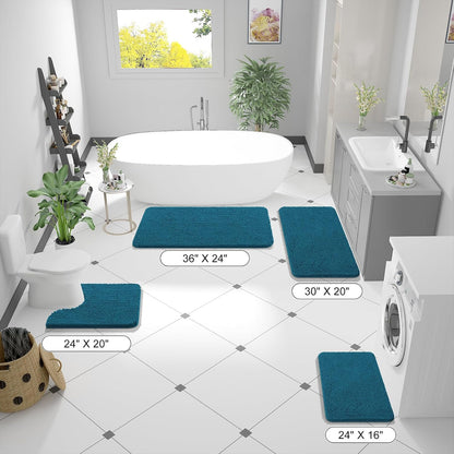 OLANLY Small Bathroom Rugs - Extra Soft Absorbent Chenille Mats | Quick Dry, Machine Washable, 24x16, Peacock Blue