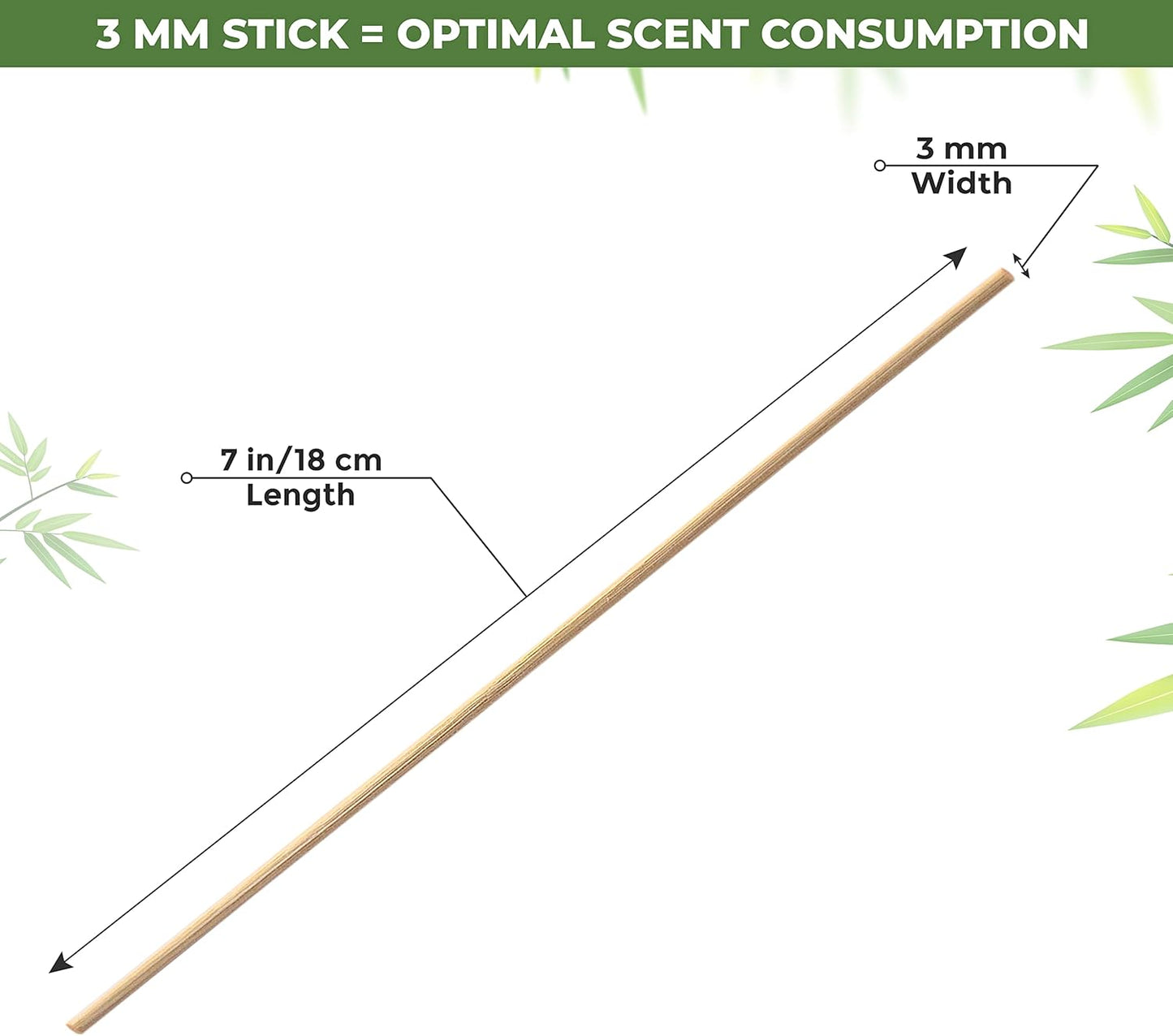 100 Pcs Natural Rattan Reed Diffuser Sticks 7 Inch Aroma Refill Wood Sticks for Spa, Fragrance, Aromatherapy