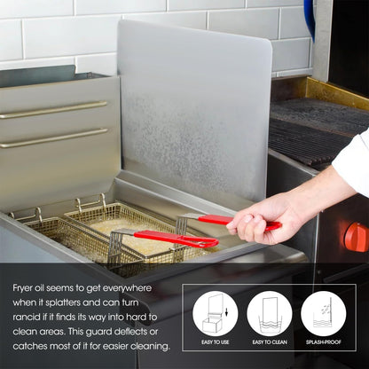 Zipcase Stainless Steel 20-1/2" W x 18" H Universal Side Fryer Splash Guard for Commercial Fryers Fitting 0.5" - 1" Side, Pack of 1