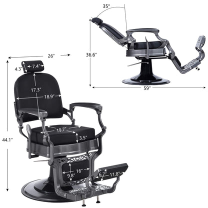 BarberPub Heavy Duty Vintage Barber Chair All Purpose Hydraulic Recline Salon Beauty Spa Equipment 3850 (Black)
