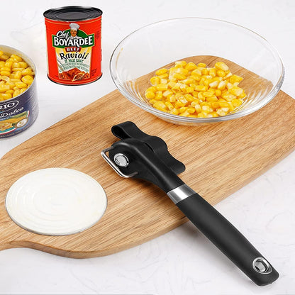 AWON Manual Can Opener for Kitchen Safety, No Sharp Edges, with Bottle Opener Set for Arthritis Camping