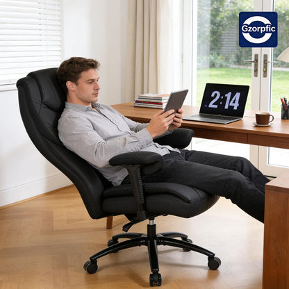 Big and Tall Office Chair - 650LBS Ergonomic Desk Chair, Leather High Back Executive Office Chairs, Plus Size High Back Desk Chair with Thick Cushion & Wide Seat, Heavy Duty Computer Gaming Chair