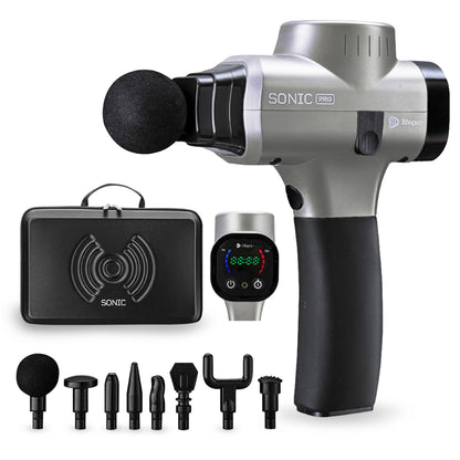 LifePro Sonic Pro Handheld Electric Massage Gun – Deep Tissue Percussion Massager Gun with 10 Speeds & 9 Heads – Muscle Massager for Athletes Back, Legs, Arms
