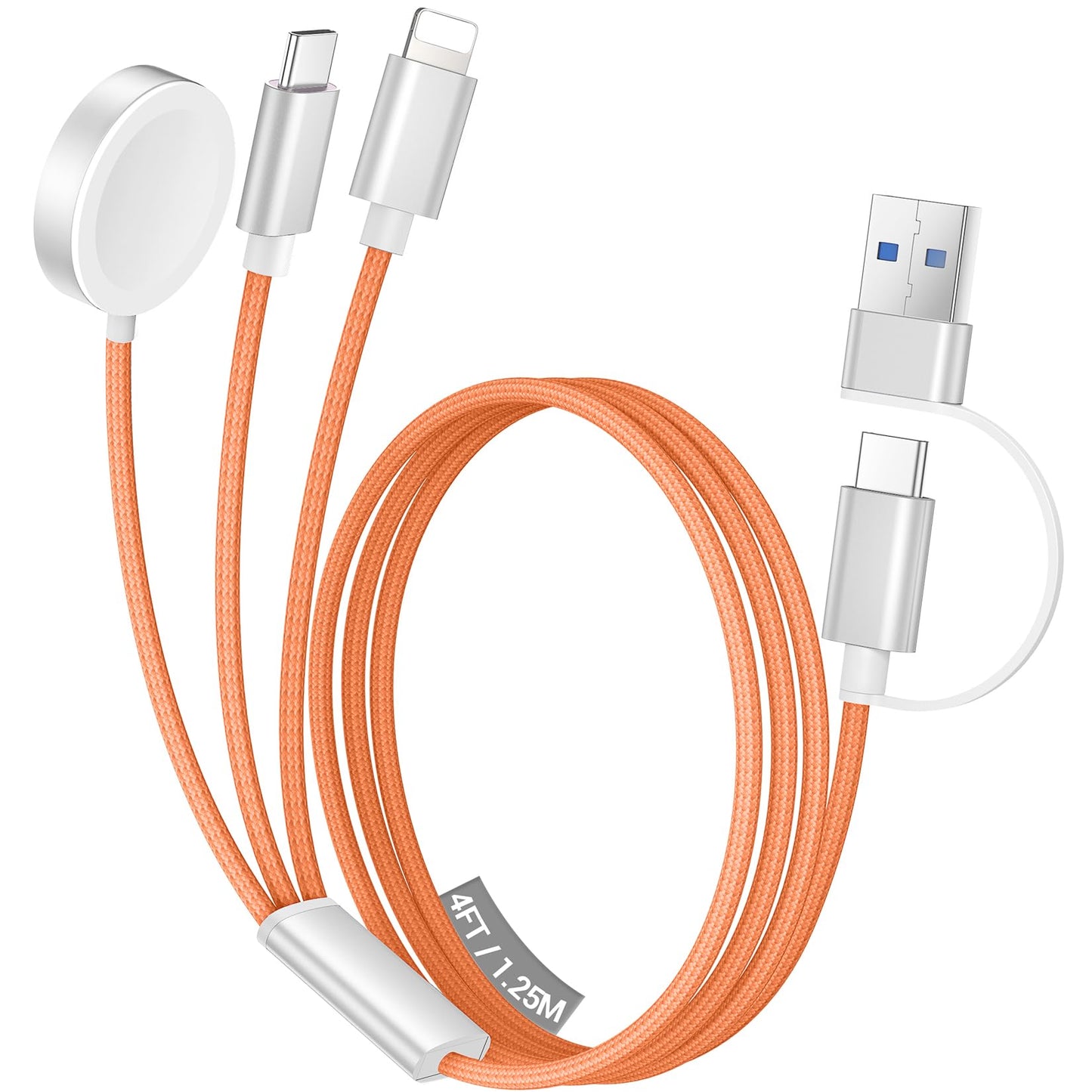 Temdan for Travel Vacation Essentials,3 in 2 USB C Cable for Apple Watch Charger/iPhone 17 Charger/Lightning,Multi Charging Cable Cord,Camping Essentials,Designed for iWatch &iPhone 16-12-5FT Purple