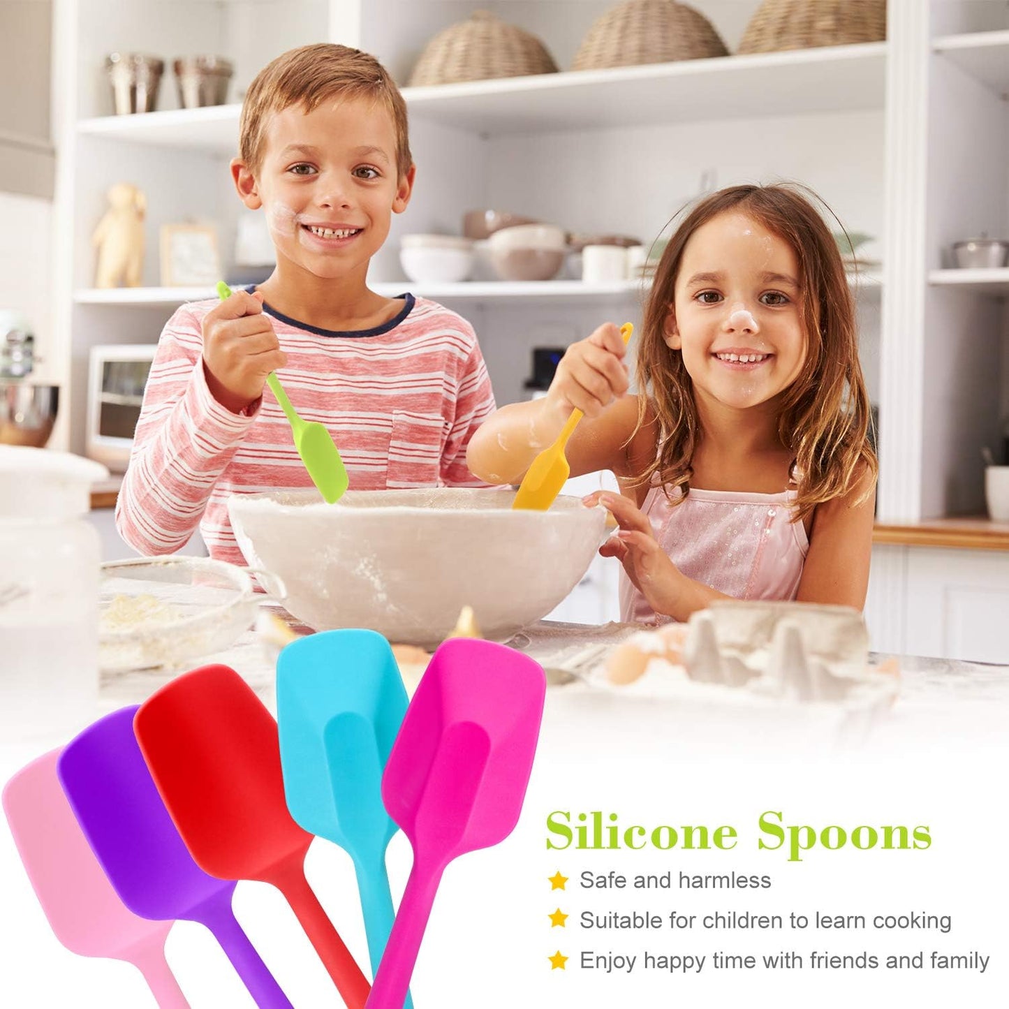 Patelai 7 Pieces Silicone Spatulas, 8.2 Inch Small Rubber Spoon Non Stick Kitchen Tools for Cooking and Baking