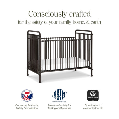 Namesake Abigail 3-in-1 Convertible Metal Crib in Vintage Iron, Greenguard Gold Certified