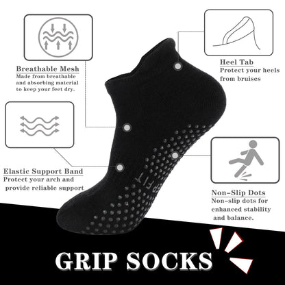 Grip Pilates Socks Non Slip Athletic Yoga Socks with Grips for Women Grippy socks for Hospital Workout Barre