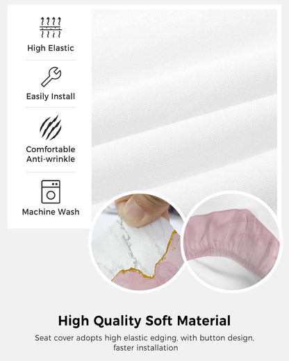 Vandarllin Office Chair Cover, White Gold Blush Pink Stretchable Universal Slipcover with Abstract Marble Agate Design