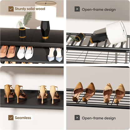 6 Mavivegue Tier Shoe Rack Organizer, Metal Organizer Shelf with with MDF Top Panel and Layer Fabric, Shoe Rack