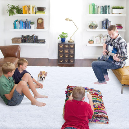 ISEAU Super Soft Fluffy Rugs Shag Area Rug for Bedroom Living Room Fuzzy Mat Plush Anti-Slip Carpets (3ft x 5ft, White)