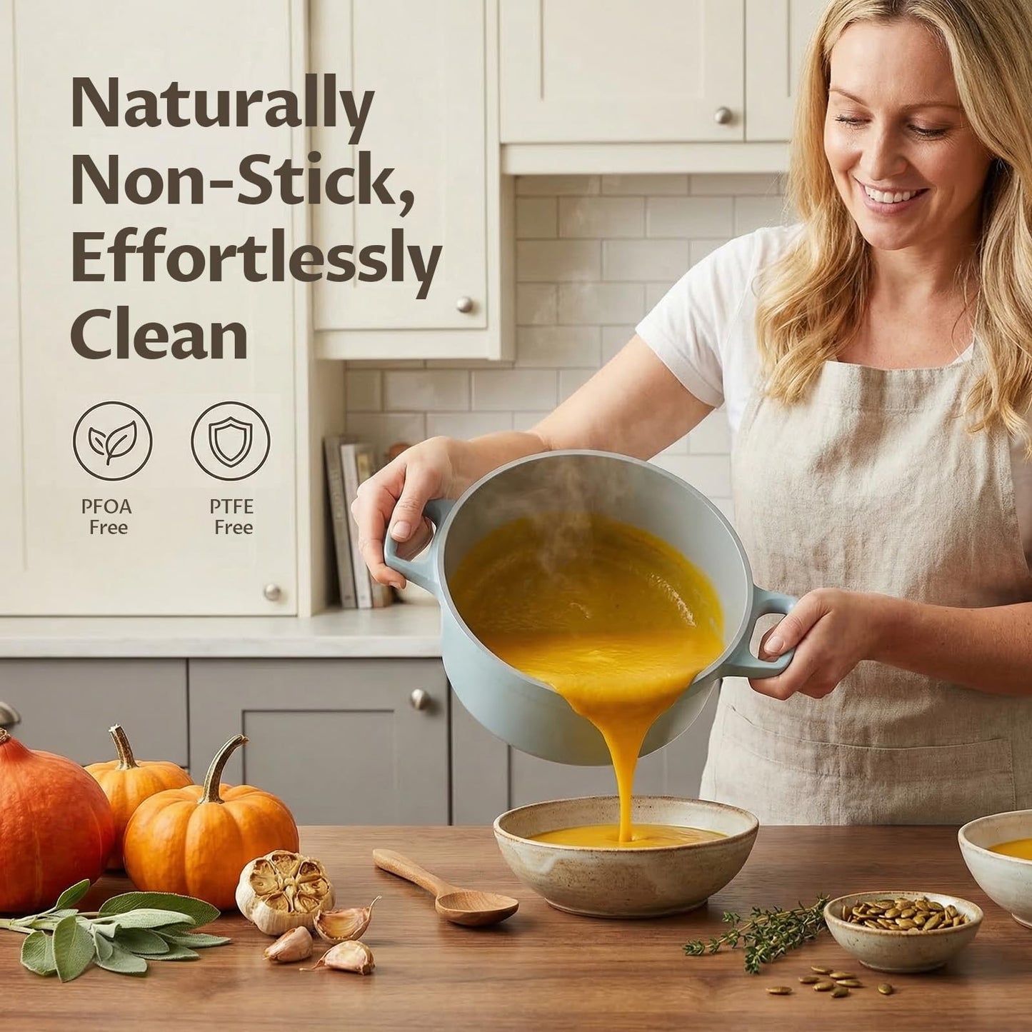 5.7 Quart Nonstick Stock Pot with Lid, BEZIA Ceramic Soup Pot for Family Cooking, Induction Cooking Pot with Smart-Vent Braising, Easy Cleanup, Perfect for Side Dishes, Daily Meals & Camping