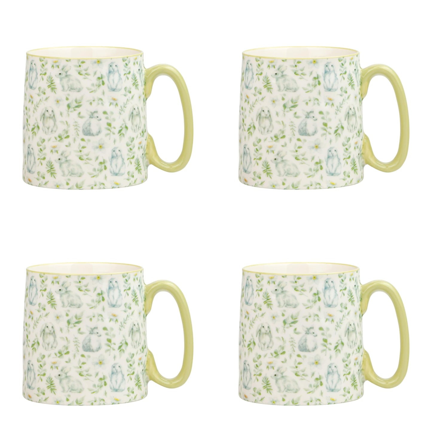 10 Strawberry Street Springtime Bella Mugs, Set of 4 (Botanical Bun)