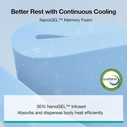 Novilla Bliss Twin XL Mattress - 10 Inch Green Tea Memory Foam for Refreshing Sleep | Cool-Touch Cover & Pain Relief