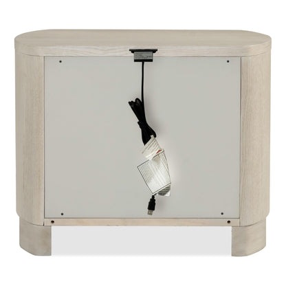 Furniture of America Nainsted Modern Contemporary Solid Wood 30-inch 2-Drawer Nightstand with USB Ports, Rounded Feet, Cedar Bottom Drawer, Easy Assembly for Bedroom, Guest Room, White Oak