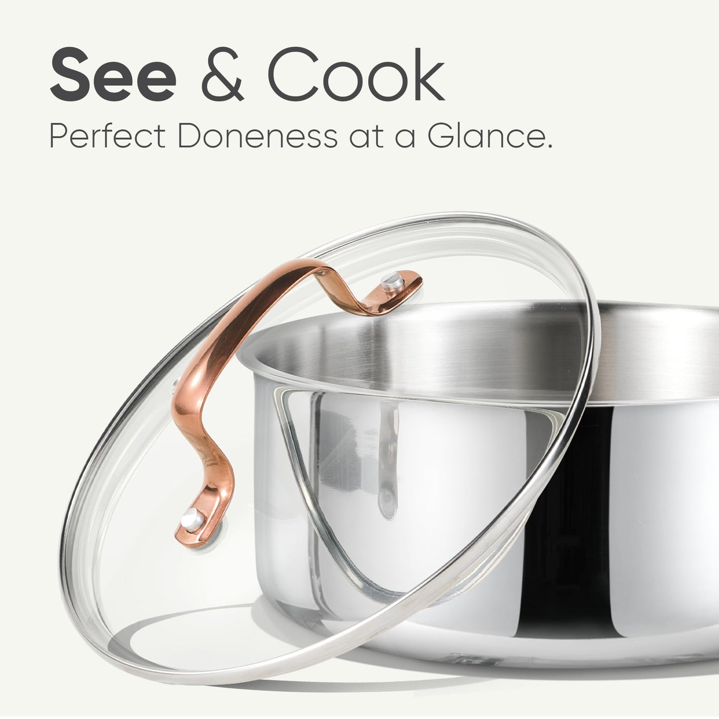 CAROTE 2Qt Stainless Steel Saucepan Set, Non-Toxic 3-Ply Stainless Steel Cookware Set with Lids, Small Kitchen Pots, Oven Safe, Compatible with Induction, Ceramic, Gas