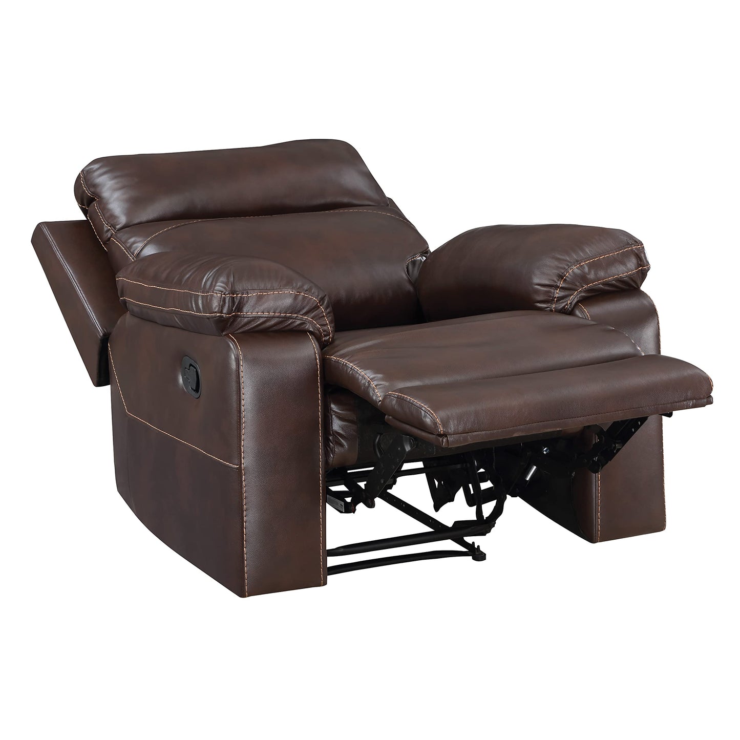 OSP Home Furnishings Bryson Ultra Soft Faux Leather Recliner with Premium Plush Padding and Manual Recline, Espresso