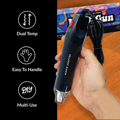 HIPPIE CRAFTER Heat Gun for Crafting, 2-Speed 300W Craft Heat Gun, Mini Hot Air Torch Tool for Resin, Polymer Clay, Candle Making, Shrink Wrapping, Embossing, Epoxy Painting