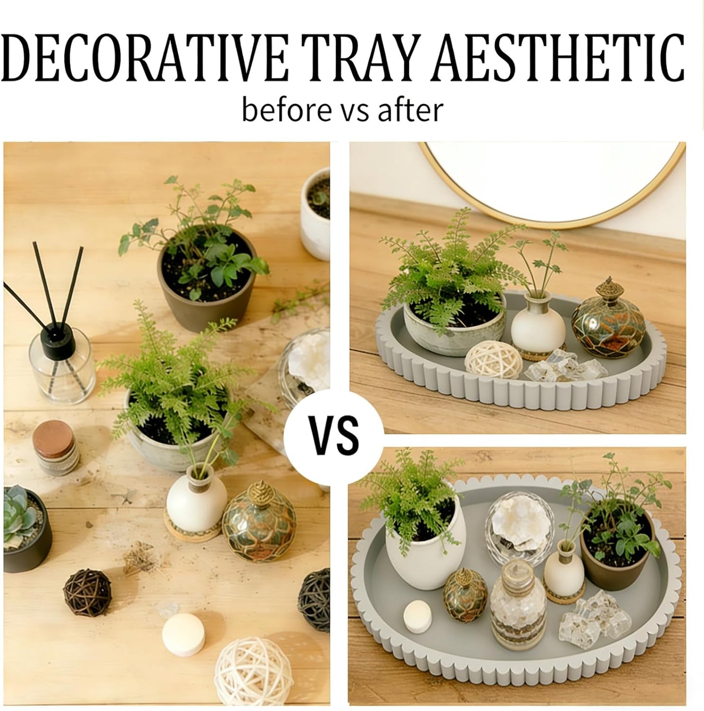 Vomktvcsr 13" Oval Tray for Coffee Table Dcor Concrete Modern Decorative Trays Home Dcor Accents -Circle Coffee Table