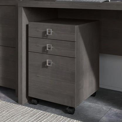 Bush Business Furniture Echo 3 Drawer Mobile File Cabinet in Charcoal Maple
