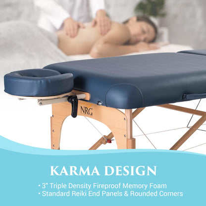 NRG Karma Portable Massage Table Package Agate - Folding Massage Bed Lightweight Massage Table - Professional Massage Table Spa Bed, Face Cradle, Double Wheel Knobs & Carrying Case