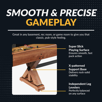 Hathaway Daulton 9-ft Shuffleboard Table for Family Game Rooms with Padded Sidewalls, Legs Levelers, 8 Pucks, Table Brush and Wax, White Oak Finish