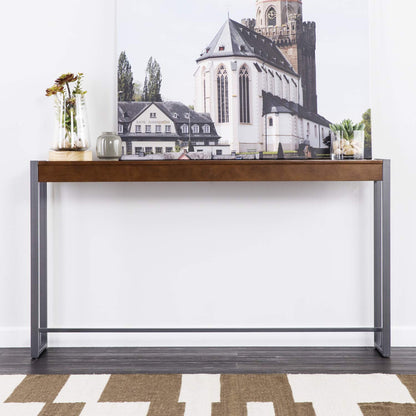 SEI Furniture - Holly & Martin Macen Console - Dark Tobacco with Gunmetal - Transitional Design, Brown Iron and Wood - Ideal for Entryway, Living Room (CM9912)