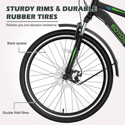 ABORON Adult Mountain Tricycle, 7-Speed 3-Wheel Mountain Bikes 24/26/27.5inch Available, Front Suspension, Disc Brake