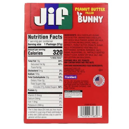 Jif Milk Chocolate Peanut Butter Bunny - Perfect Easter Basket Stuffer Candy | 2 Ounces (Pack of 3)