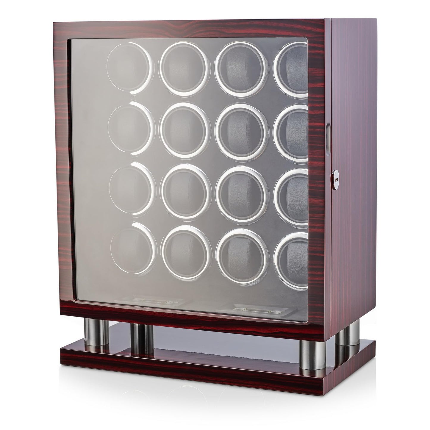 16 Watch Winder for Automatic Watches with LED Light and Coordinated Rotor Stop (Ebony)